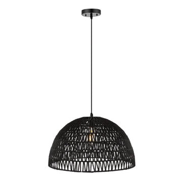 Campana 20" Bohemian Modern Woven Rattan/Iron LED Pendant